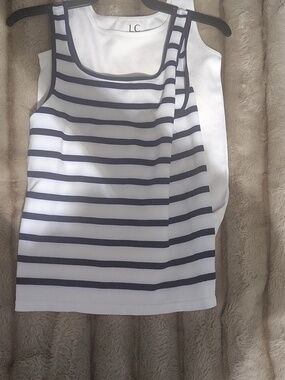 Women's White & Navy Striped Tank 2-Pack